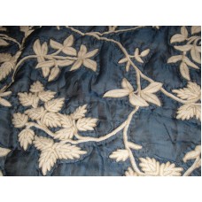 Crewel Pillow Euro Sham Starry Night Deep Blue Silk Organza