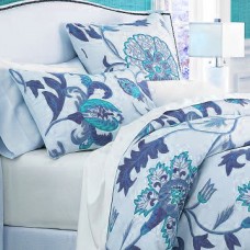 Crewel Pillow Giverny Blue Cotton Duck Standard