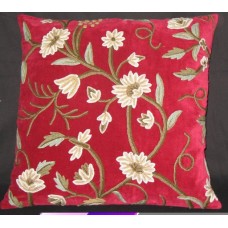 Crewel Pillow Grapes Dreams Red Velvet -14x14
