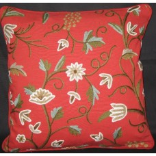 Crewel Pillow Grapes Exotic Red Cotton
