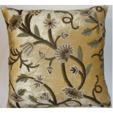 Crewel Pillow Grapes Peruvian Gold Cotton Viscose Velvet