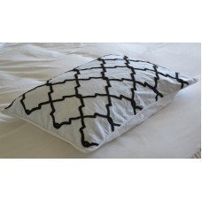 Crewel Pillow Irongate Black on White Cotton Duck Standard