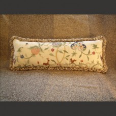 Crewel Pillow Jacobean Long Pillowe Multi Cotton Duck (15x30)
