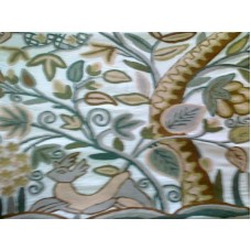 Crewel Pillow Jungle Earth Colors on Off White Cotton Duck