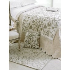 Crewel Pillow King Shams Tree of Life Neutrals on White Cotton D