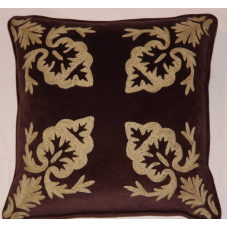 Crewel Pillow Konark Squared Turkish Coffee Cotton Velvet