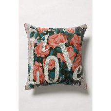 Crewel Pillow Live Love Red Motif Cotton Duck