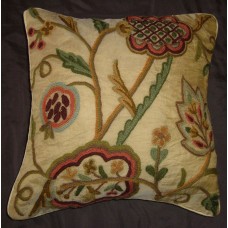 Crewel Pillow Lotus Desert Sand Silk Organza