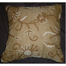 Crewel Pillow Marigold Desert Sand Silk Organza