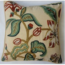 Crewel Pillow Mariposa Cream Cotton