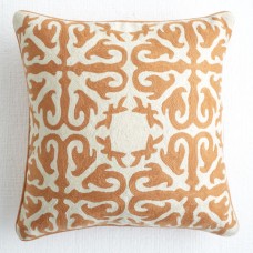 Crewel Pillow Moroccan Deep Saffron Cotton Duck