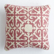 Crewel Pillow Moroccan Rose Pink Cotton Duck