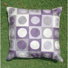 Crewel Pillow Purple Dots Purple Cotton Duck