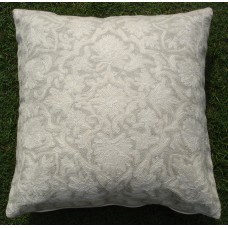 Crewel Pillow Royale White on Grey Cotton Duck