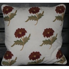Crewel Pillow Roses L Off White Cotton
