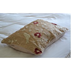 Crewel Pillow Sham Snow Bird Raw Silk Organza Standard (20x26)
