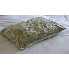 Crewel Pillow Sham Tree of Life Neutrals on Bright Pistachio Green Cotton Viscose Velvet