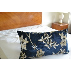 Crewel Pillow Sham Starry Night Royal Mint Blue Cotton Viscose Velvet