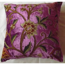 Crewel Pillow Sham Tree of Life Bright Energy Purple Cotton Viscose Velvet