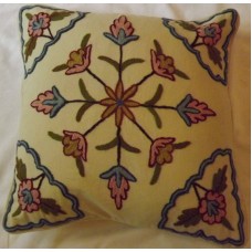 Crewel Pillow Sham Dreamy Flowers Sweet Pine Cotton Duck