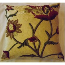 Crewel Pillow Sham Allium Bright Hay Gold Cotton Viscose Velvet