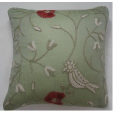 Crewel Pillow Snowbird Pistachio Silk Organza