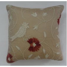 Crewel Pillow Snowbird Raw Silk Organza