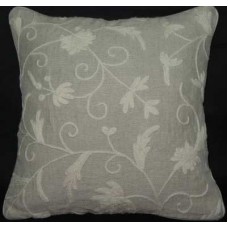 Crewel Pillow Tech Grey Linen