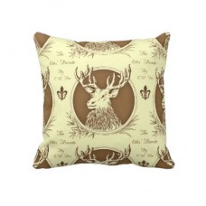 Crewel Pillow The elks parade Light Yellow Cotton Duck