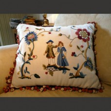 Crewel Pillow The Marriage Pillowe Multi Cotton Duck