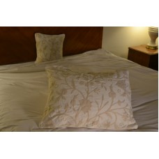 Crewel Pillow Tree of Life White on White Cotton Duck 