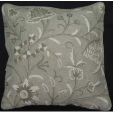Crewel Pillow Tree of life Grey Natural Linen