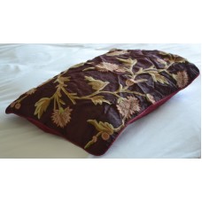 Crewel Pillow Wintertime Vermilion Silk Organza20x26