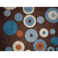 Crewel Rug Circles Brown Chain Stitched Wool Rug