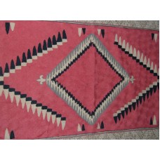 Crewel Rug Indian Pink Wool Chain Stitched Wool Rug