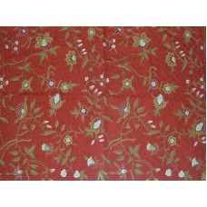 Crewel Rug Marigold Red Chain Stitched Wool Rug