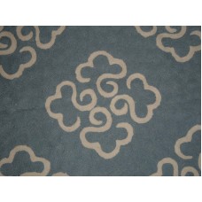 Crewel Rug Medallion Blissful Blue Chain Stitched Wool Rug