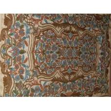 Crewel Rug Palatial Florals Multi Chain Stitched Wool Rug 