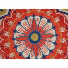 Crewel Rug Surya Red and Blue Chain Stitched Wool Rug