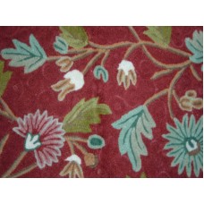 Crewel Rug Wintertime Red Chain Stitched Wool Rug