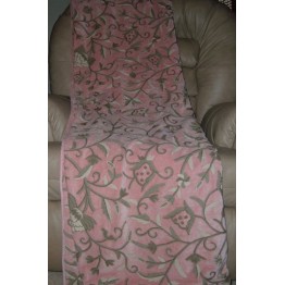 Crewel Throw Tree of Life Pink Pine Cotton Velvet