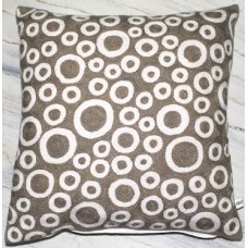 Crewel pillow Marbles White on Grey Cotton Duck