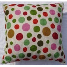 Crewel pillow Polka dots Multi Cotton Duck