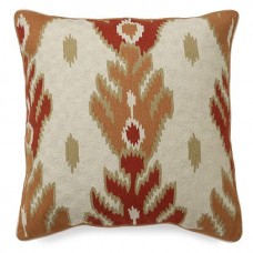 Crewel Pillow Ikat Red Cotton Duck