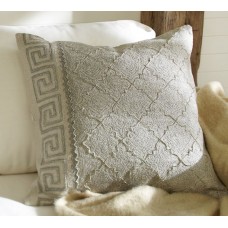 Crewel Pillow Monague Grey Cotton Duck