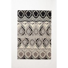 Crewel Rug Monochrome Tapa White on Grey Chain Stitched Wool Rug