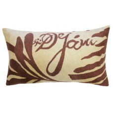 Crewel Pillow Natura White on Nutmeg Cotton Duck 15x27