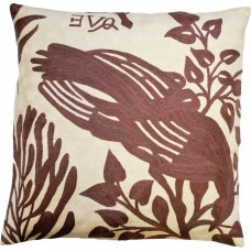 Crewel Pillow Natura White on Nutmeg Cotton Duck 26x26