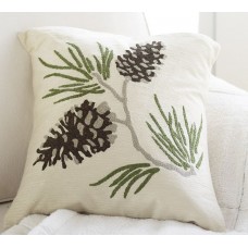 Crewel Pillow Pinecone Cotton Duck