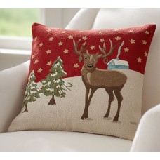 Crewel Pillow Reindeer Cotton Duck